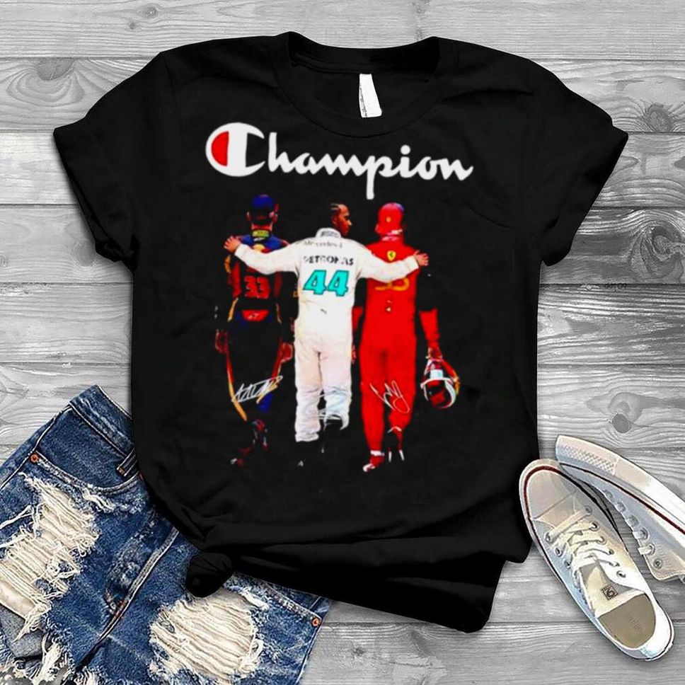 Max Verstappen Lewis Hamilton And Carlos Sainz F1 Champion Signatures Shirt