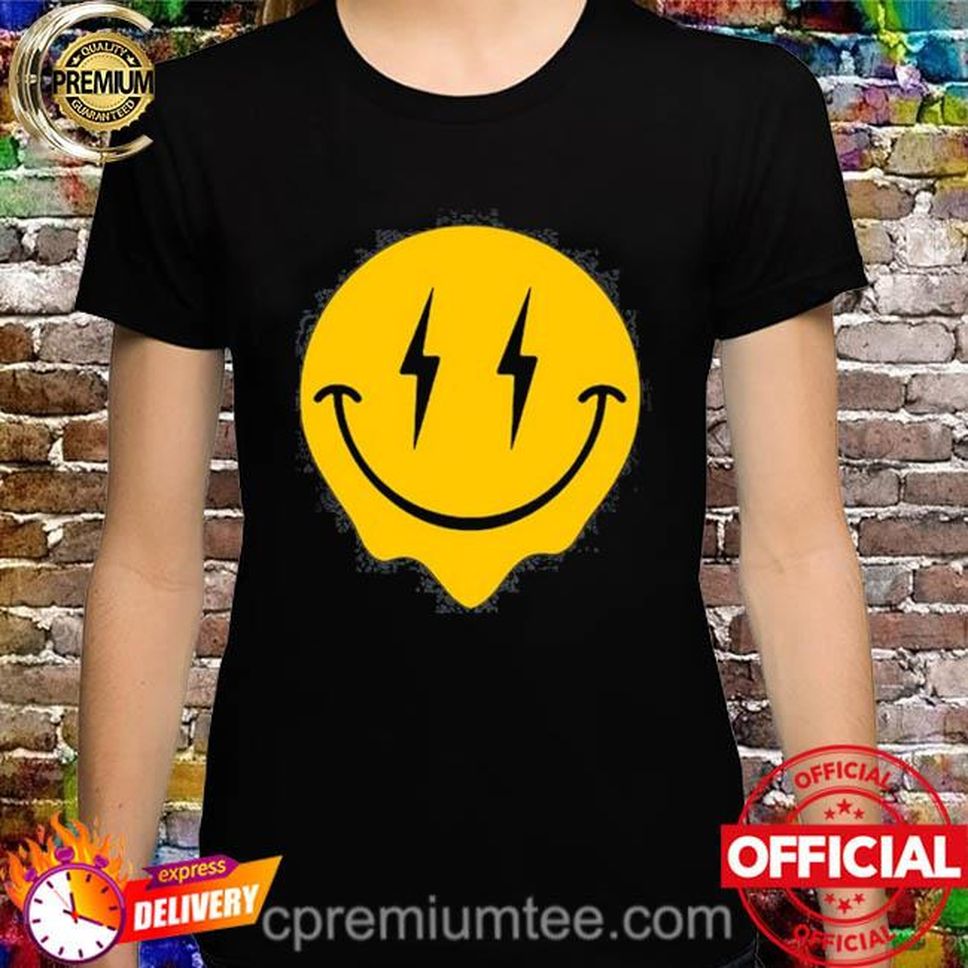 Melting Dripping Smiley Face Bolt Lightning Happy Face Emoji Shirt