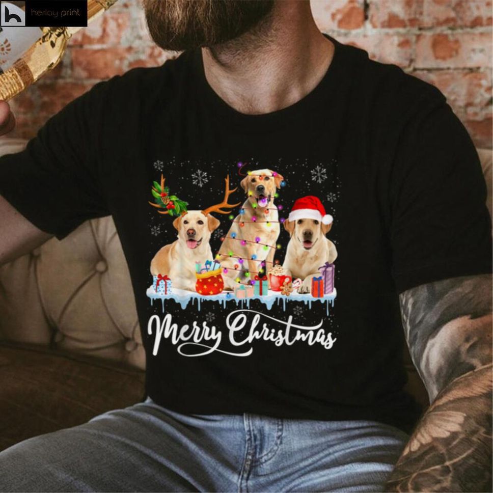 Merry Christmas Labrador Retriever Santa Light Reindeer Hat T Shirt Hoodie, Sweater Shirt