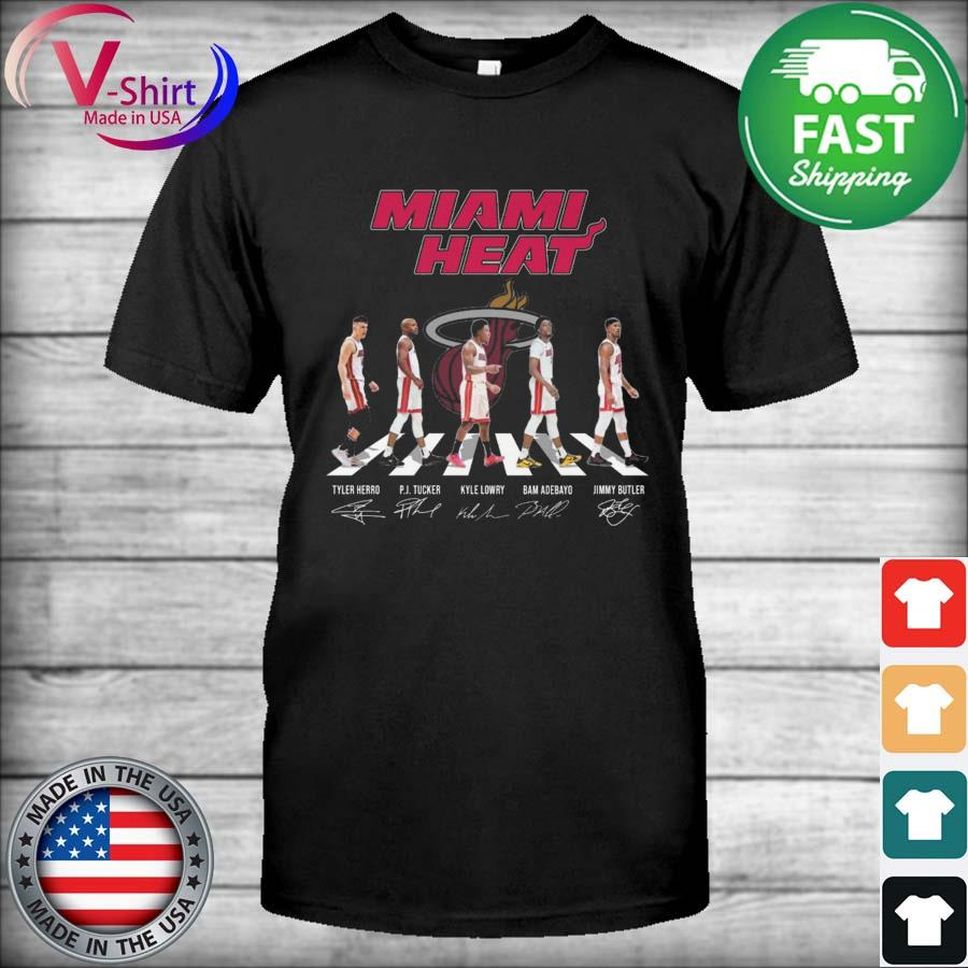 Miami Heat Tyler Herro P.J.Tucker Kyle Lowry Bam Adebayo Jimmy Butler Abbey Road Signatures Shirt