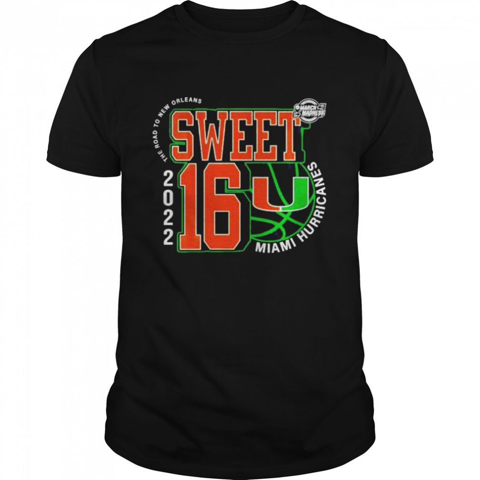 Miami Hurricanes March Madness 2022 Ncaa Mens Basketball Sweet 16 The Road To New Orleans TShirt