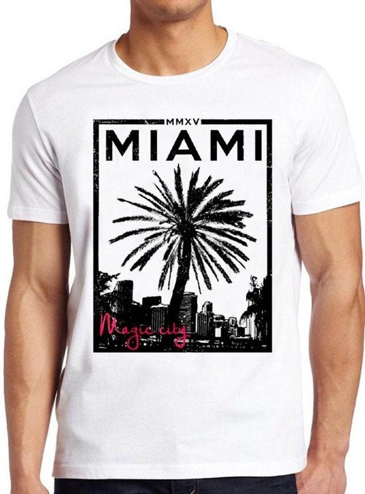 Miami T Shirt Magic City Beach Poster Vintage Cool Tee 20