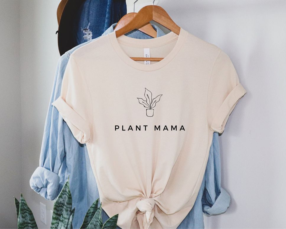 Minimal Plant Mama TShirt Plant lover Gift Womens Summer Tee Vegan Clothing Crazy Plant Lady Neutral TShirt Mother's Day Gift