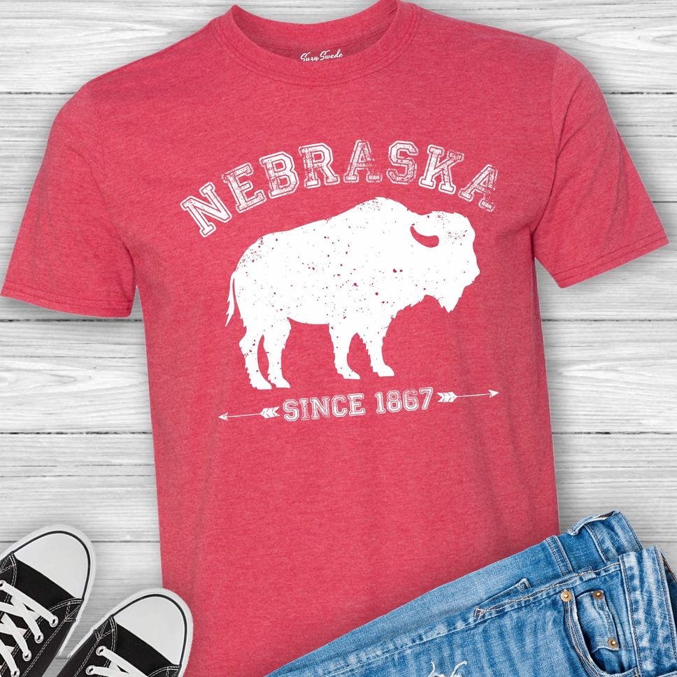 Nebraska Shirt Buffalo Arrows Unisex TShirt Grunge Buffalo Bison state shirt Husker home shirt Nebraska gift Since 1867