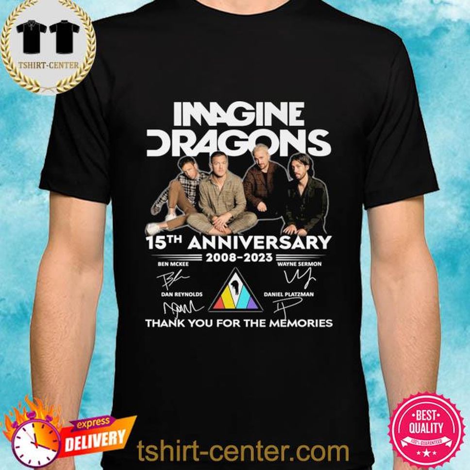 Official Imagine Dragons 15th Anniversary 2008 2023 Thank You For The Memories Signatures Shirt