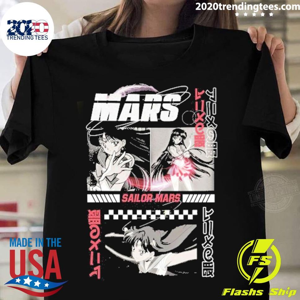 Official Sailor Mars Japanese Kanji Anime Lover Tshirt