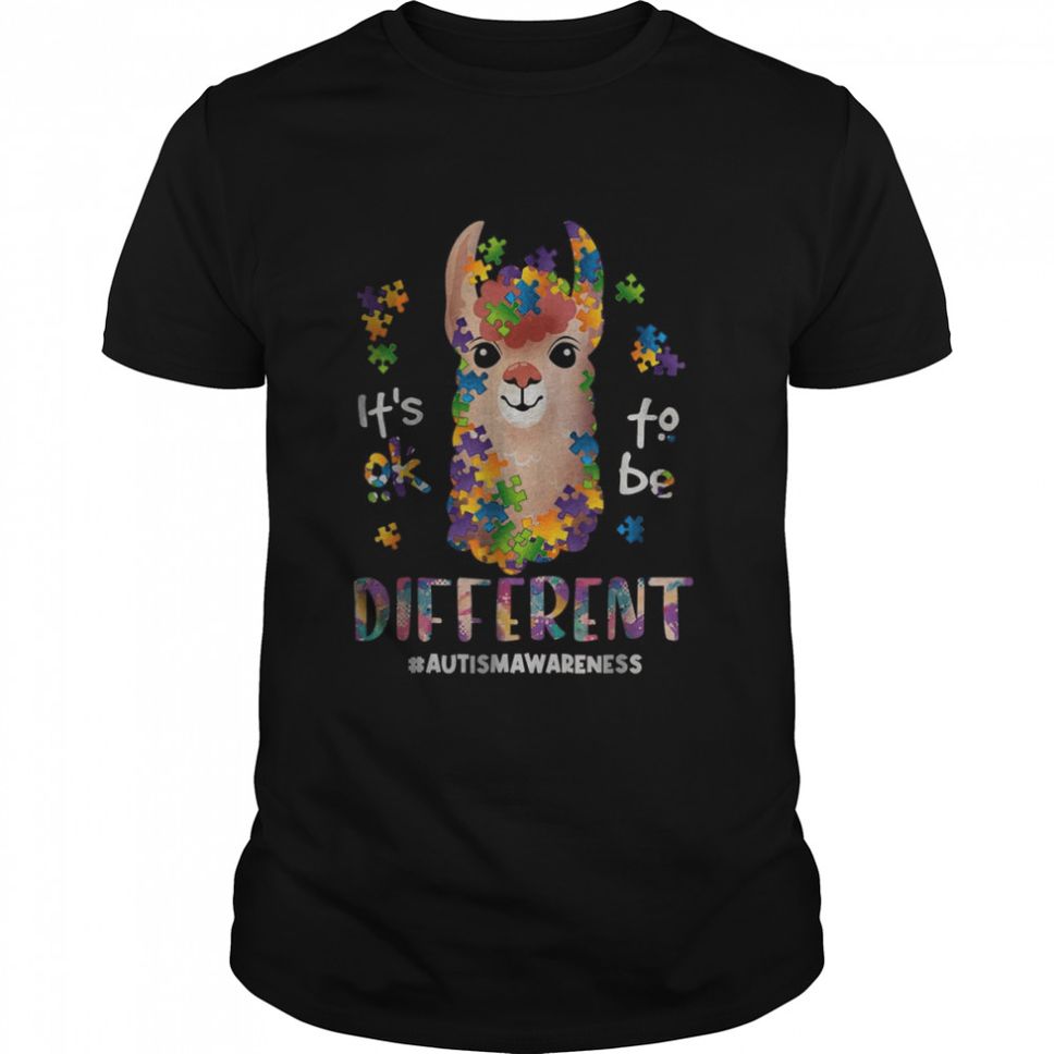 Ok To Be Different Autism Awareness Llama TShirt