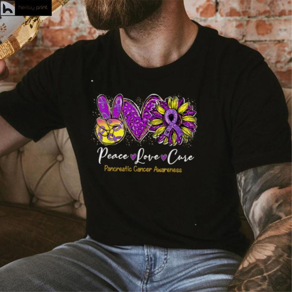 Peace Love Cure Sunflower Pancreatic Cancer Awareness T Shirt Hoodie, Sweater Shirt