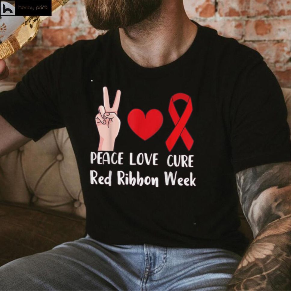 Peace Love Hope Inspirational Kids Red Ribbon Week Awareness T Shirt Hoodie, Sweater Shirt