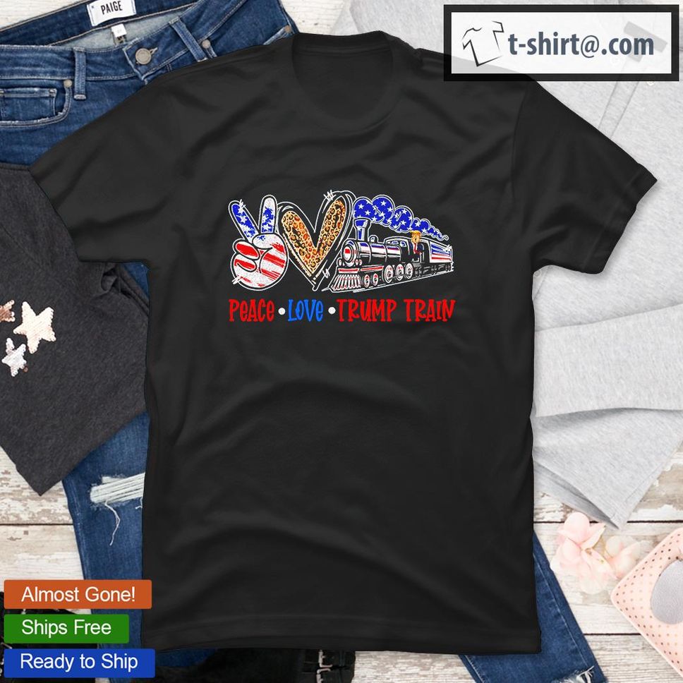 Peace Love Trump Train 2024 Vintage American Flag T Shirt
