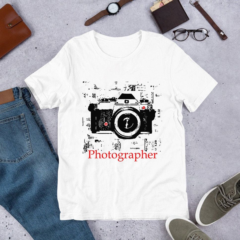 Photographer Art Newspaper Camera Tshirt Camera Print Tshirt Photographer Shirt Photography Shirt Photographer Gift
