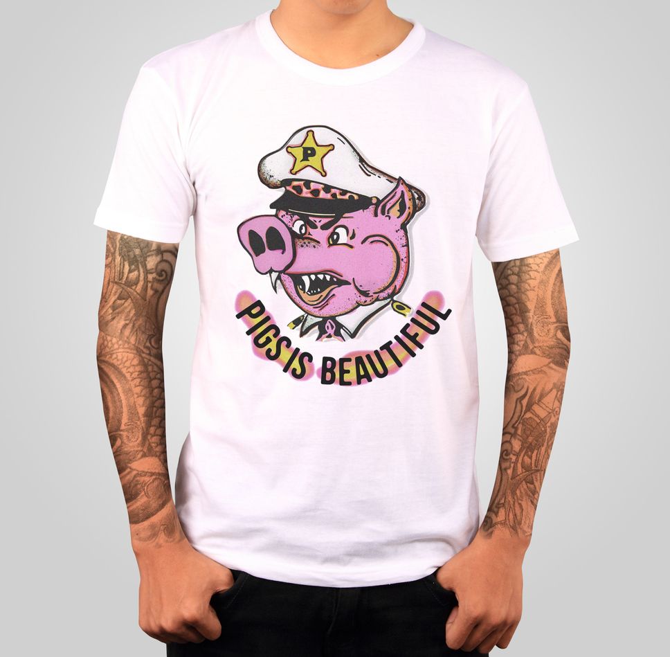 Pigs is Beautiful Men'sUnisex White Graphic T Shirt