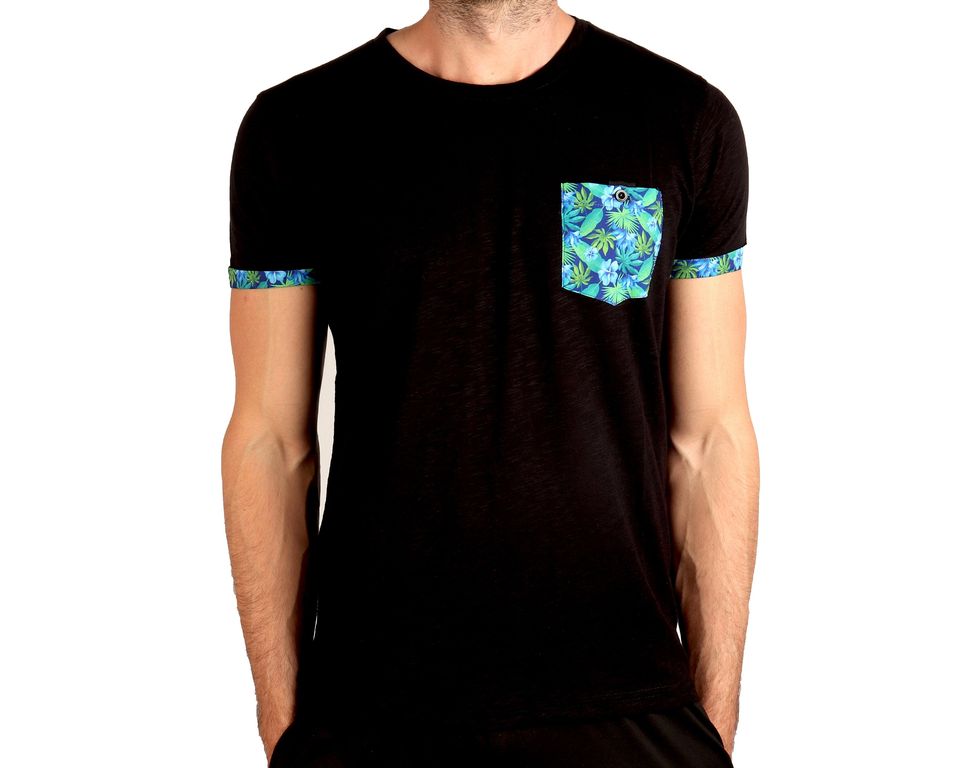 Pocket T shirt for Men Leaf Design Pocket Tee Men's Organic MicroModal T shirt Gift for Him Black Pocket TShirt Men's Clothing
