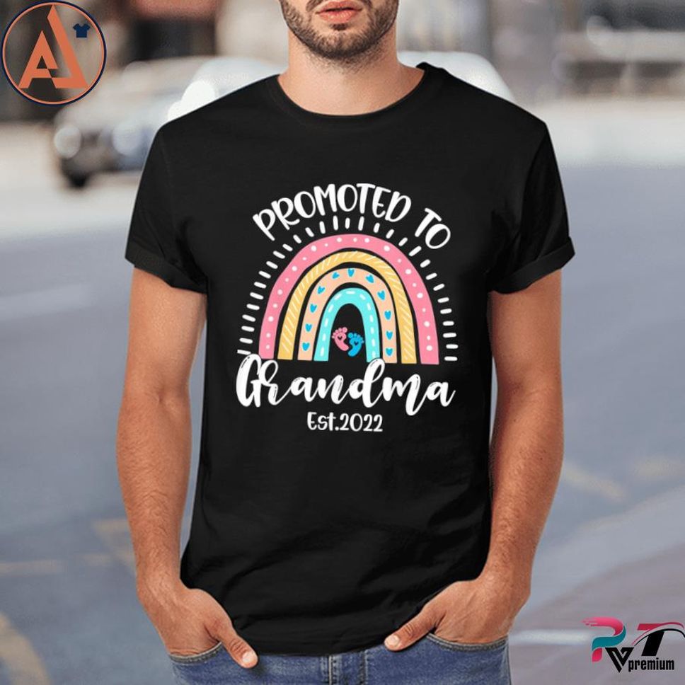 Promoted To Grandma Est 2022 Boho Rainbow Mother's Day Shirt
