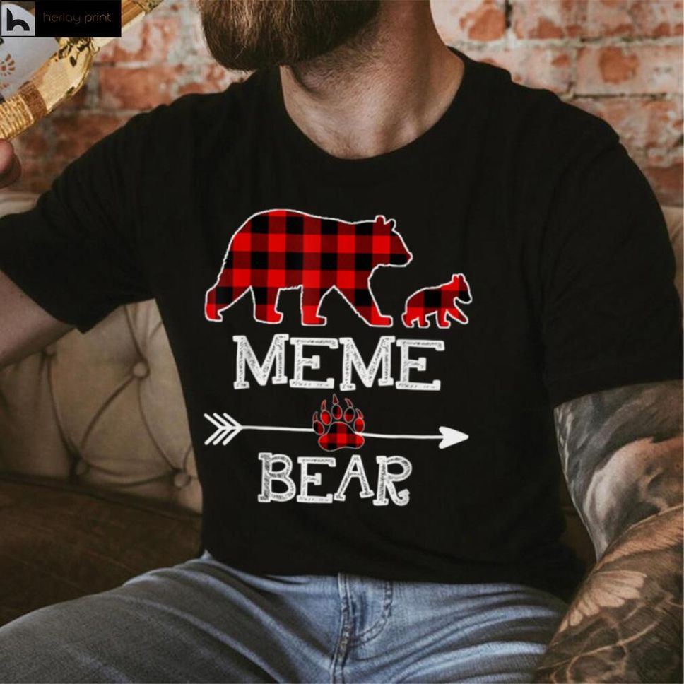 Red Plaid Meme Bear One Cubs Matching Buffalo Pajama Xmas T Shirt Hoodie, Sweater Shirt