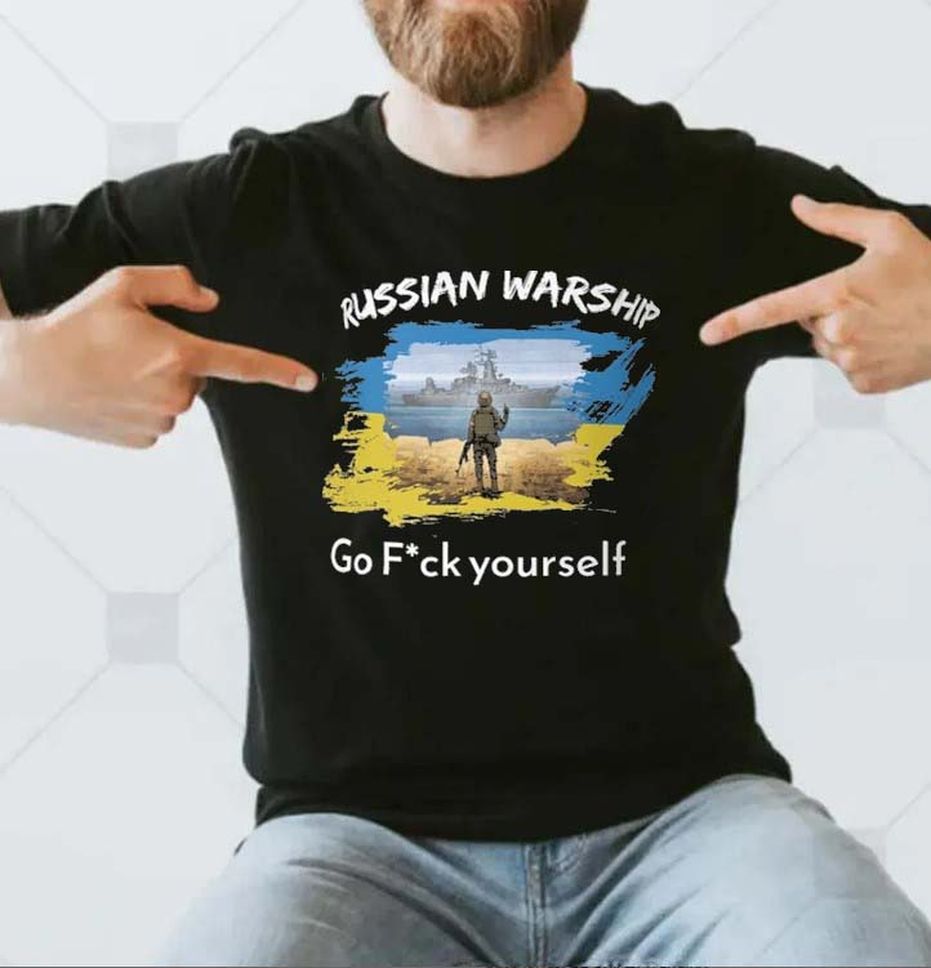 Russian Warship Go Fuck Yourself Stamp Flag Tshirt
