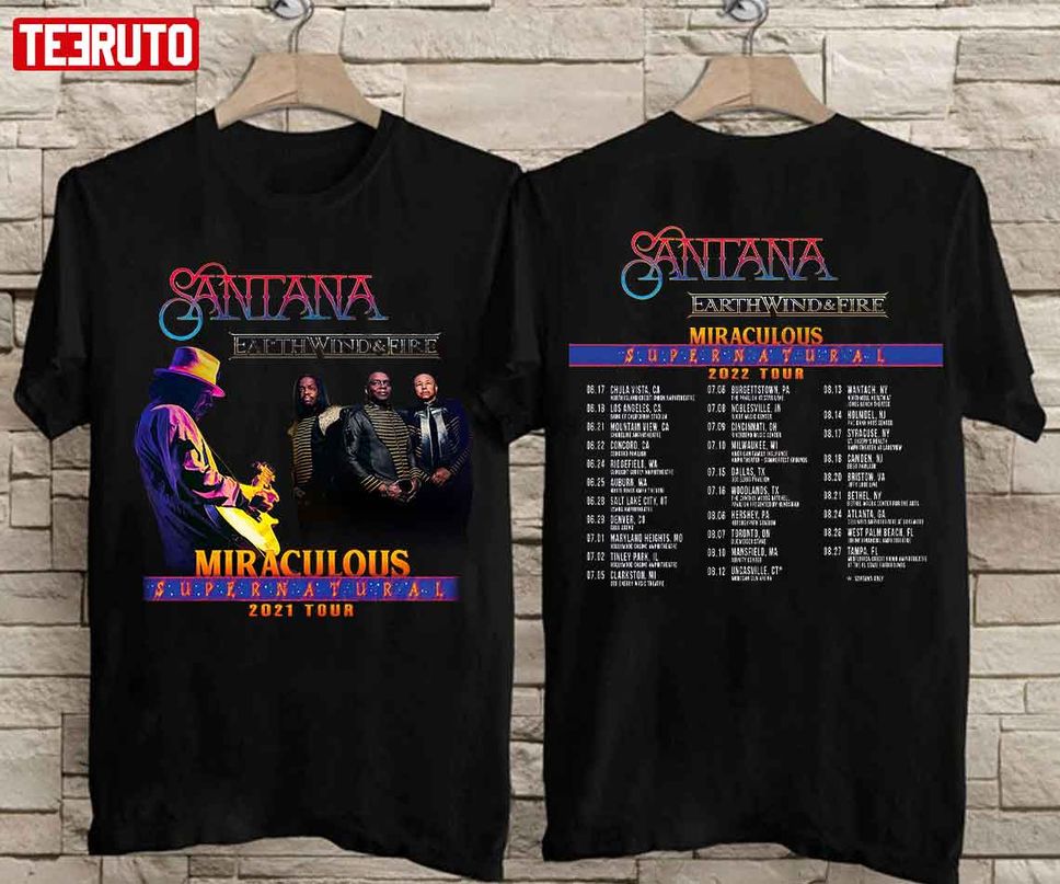 Santana Earth Wind Fire Miraculous Supernatural Tour 2022 Unisex TShirt