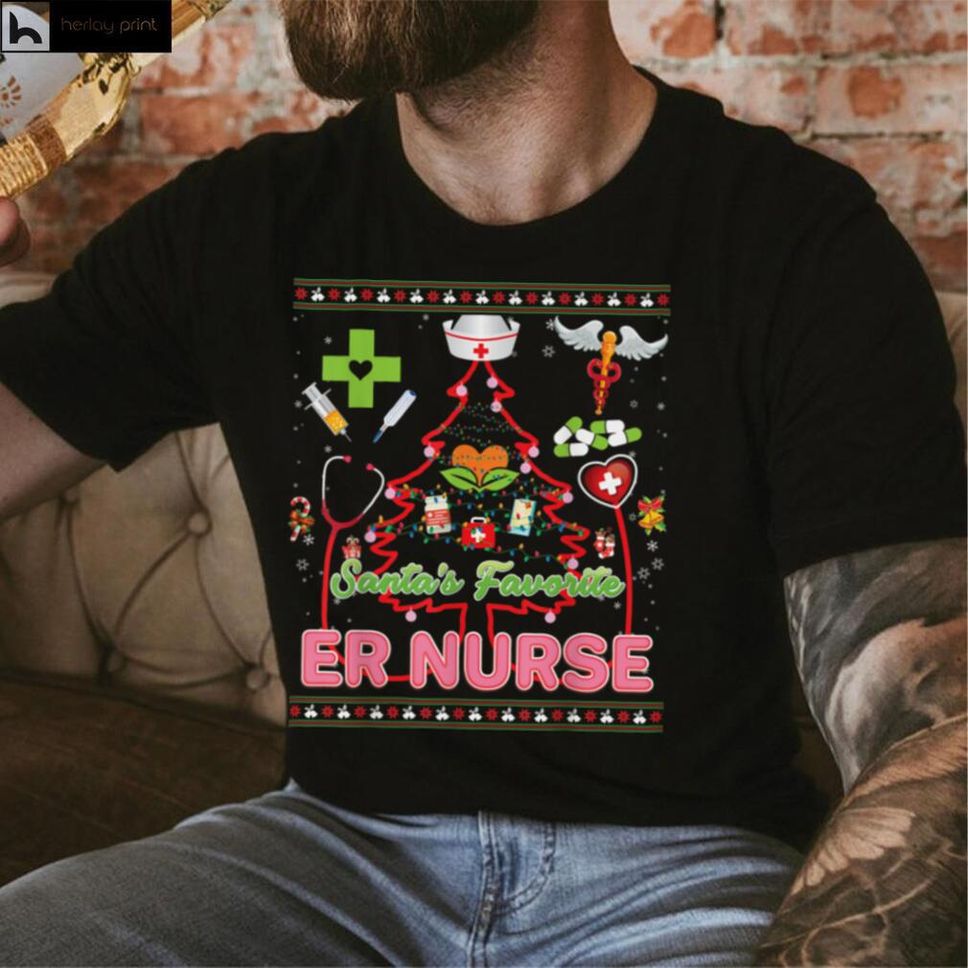 Santas Favorite ER Nurse Christmas Tree Stethoscope Sweater T Shirt