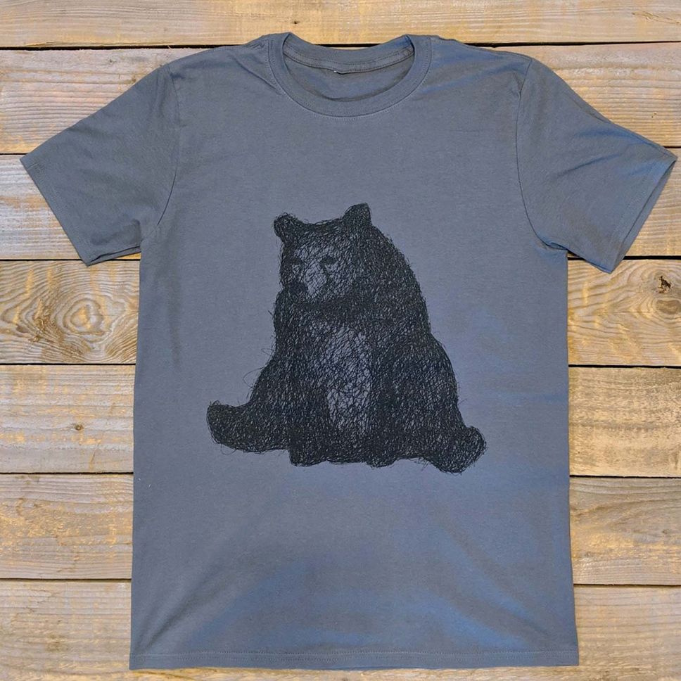 Sitting Bear TShirt sustainable cotton Graphic Tee Gift for him