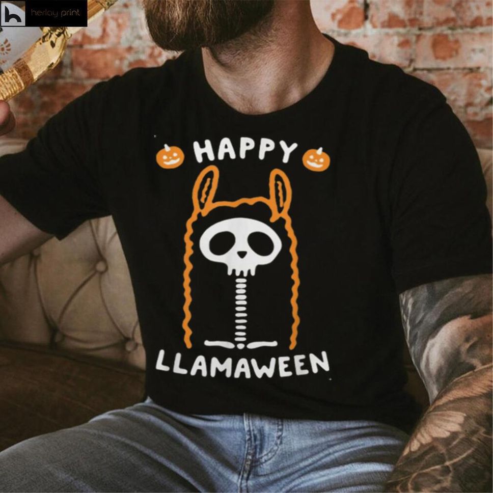 Skeleton With Llamaween Funny Hapy Halloween T Shirt Hoodie, Sweater Shirt