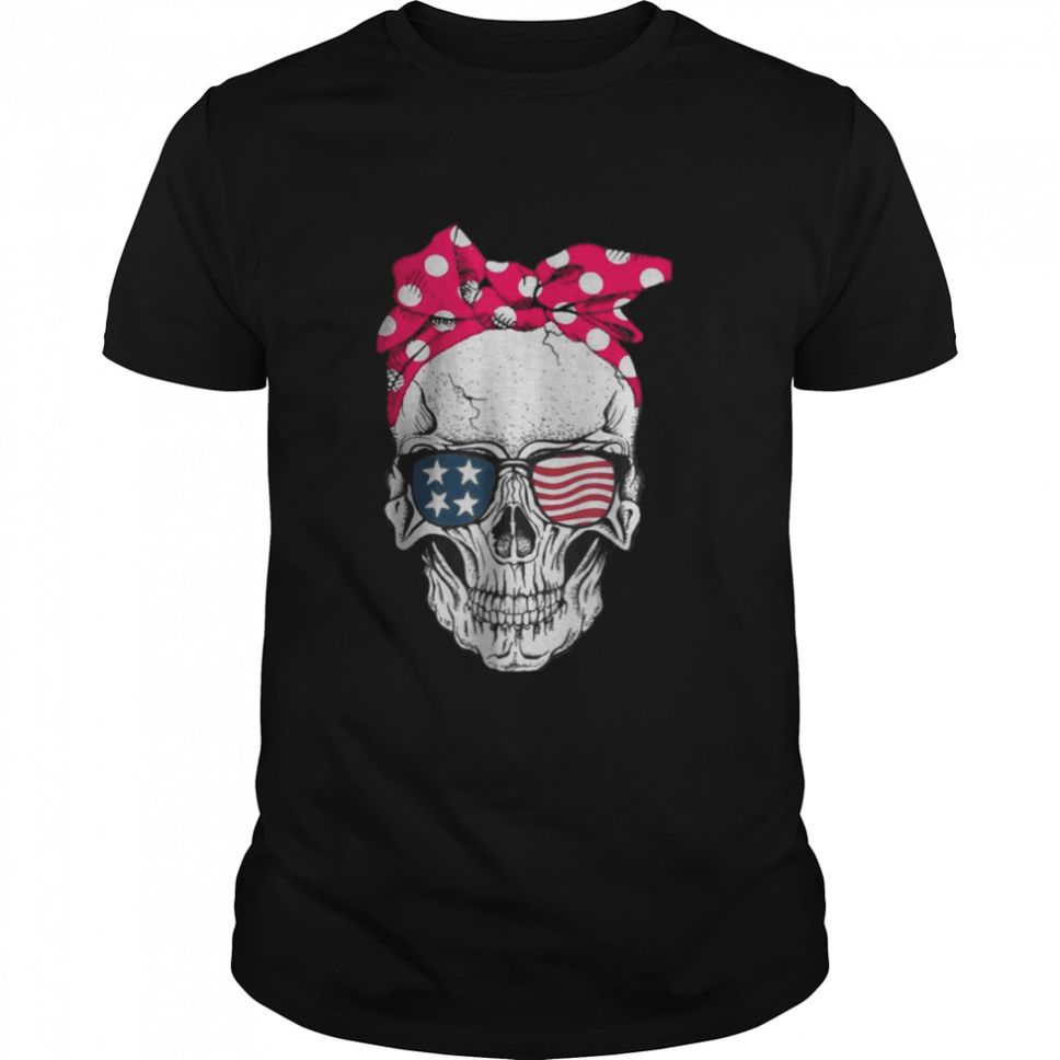 Skull American Flag Sunglasses Independence Day T Shirt