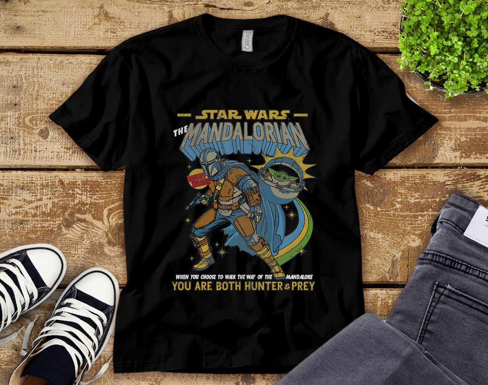 Star Wars Mandalorian Comic Poster TShirt Unisex Tee Adult Tshirt Kid Shirt Long Sleeve Hoodie Sweatshirt