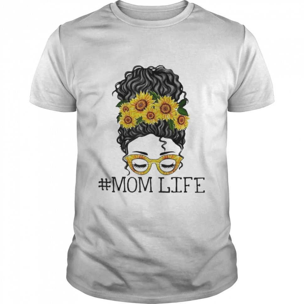 Sunflower bandana messy bun mom life mothers day 2022 shirt