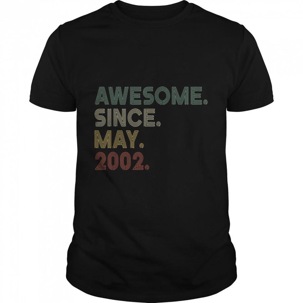 Vintage 20th Birthday Awesome Since May 2002 20 Years Old T Shirt B09VZ219MC
