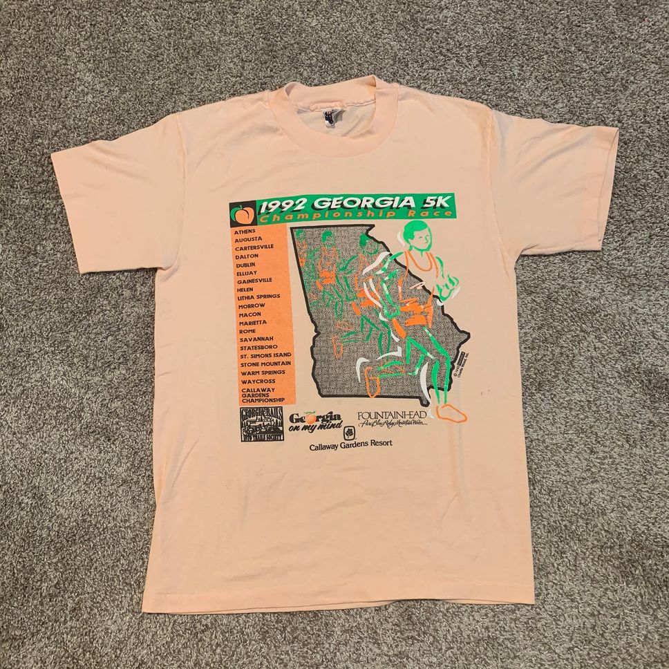 Vintage 90s Georgia Peach 5k tshirt size M Medium Vtg 1990s Cute Tee Shirt USA
