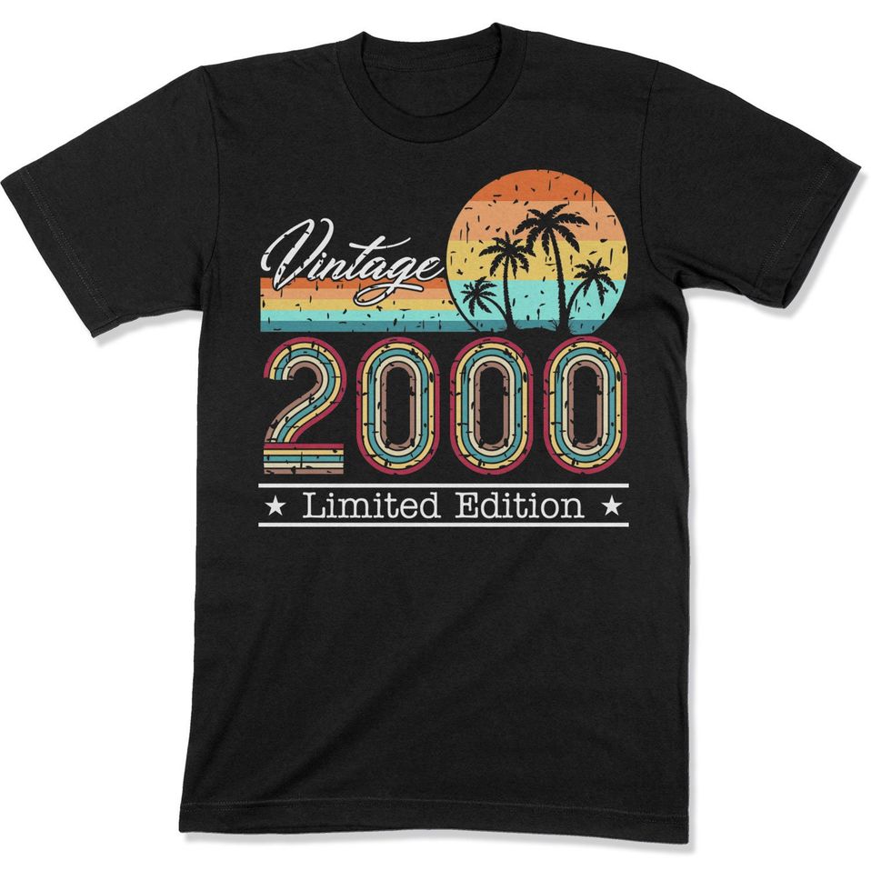 Vintage Born In 2000 Personalized 21st Birthday Shirt Funny Birthday Gifts For Him Bday Present Custom T Shirt Mens Ladies Unisex Youth Tee
