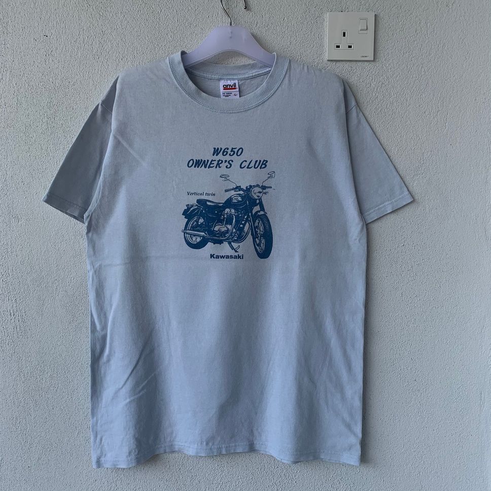 vintage KAWASAKI W650 owners club t shirt Vertical twin vintage t shirt japanese brand made in usa size L