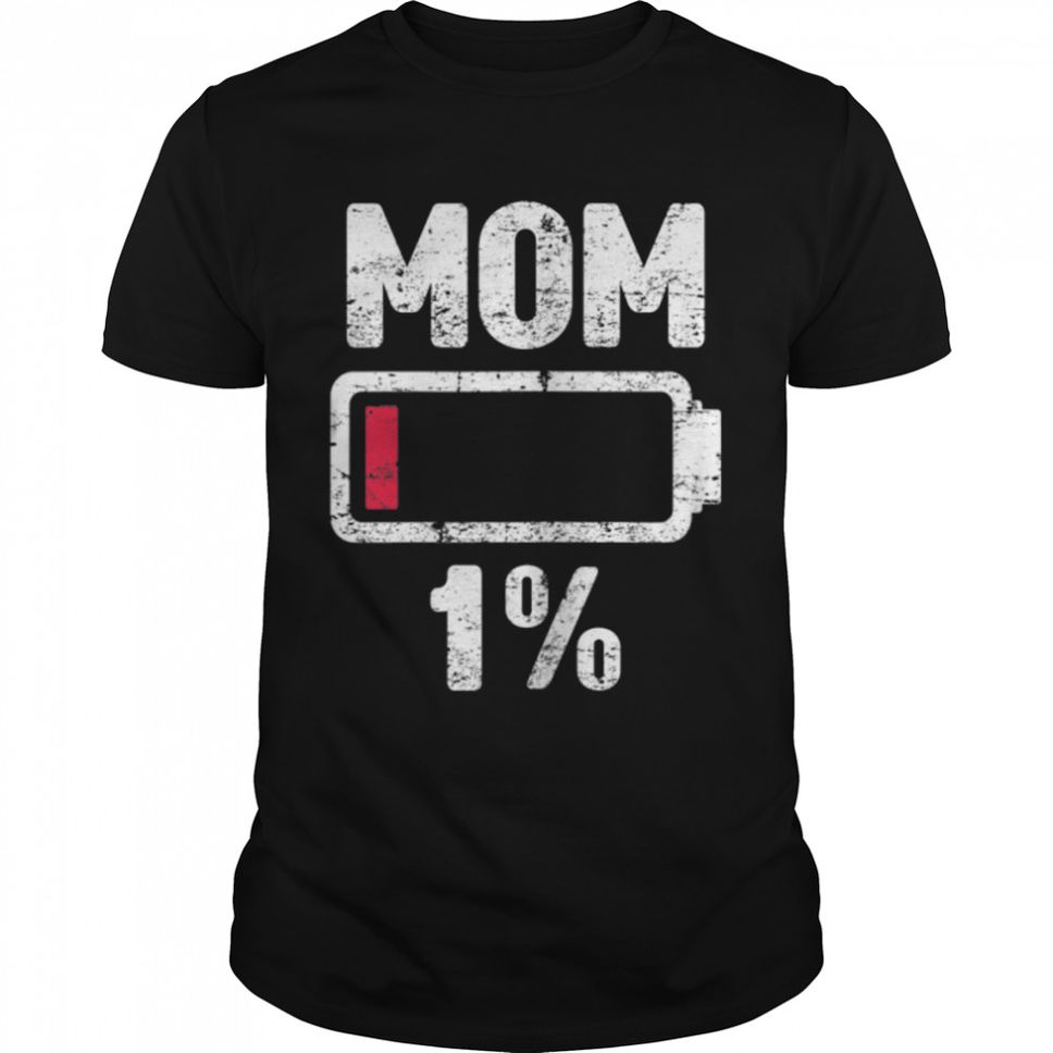 Womens Funny Tired Mom Low Battery Funny Mommy Mother's Day TShirt B09VYW599G