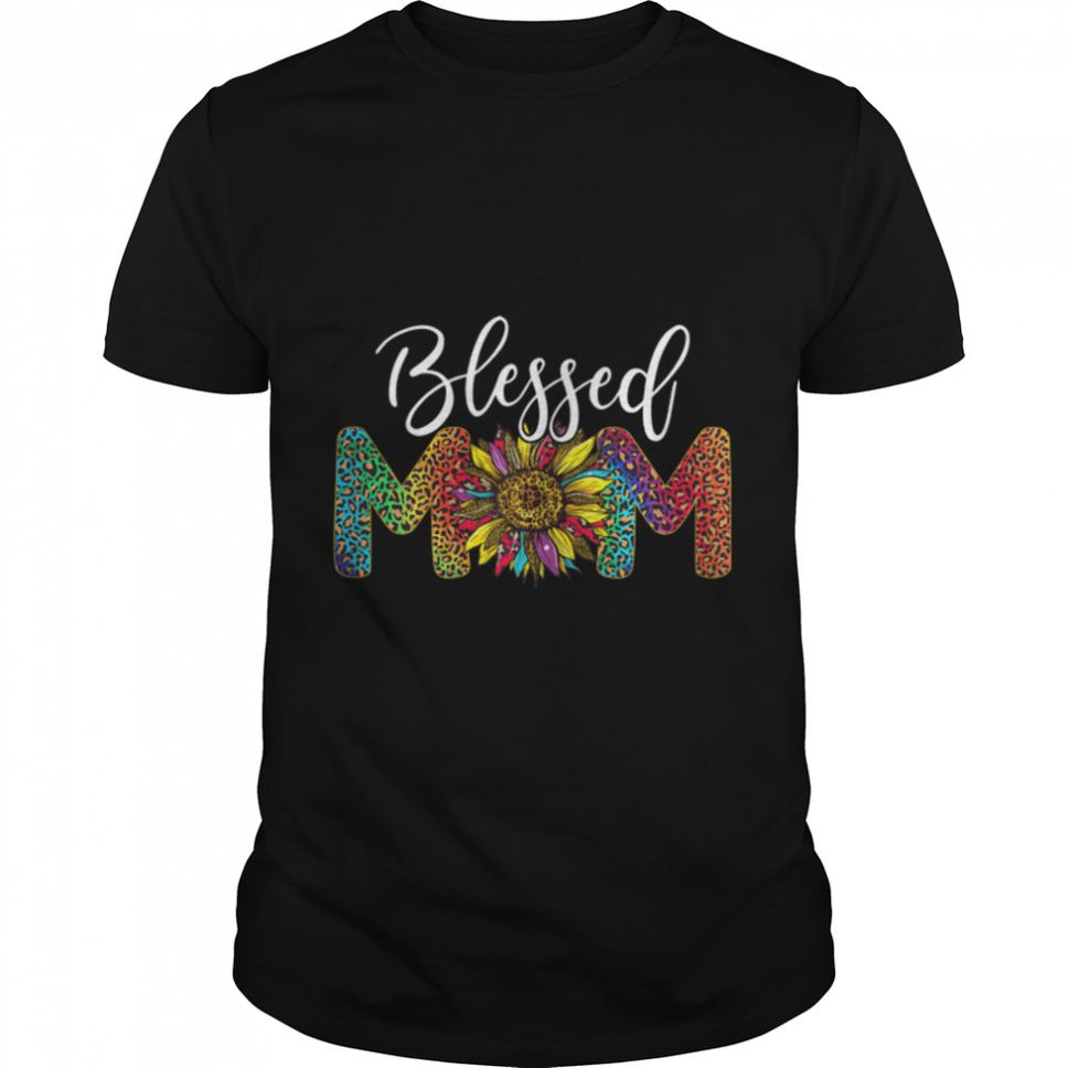 Womens Leopard Blessed Mom Sunflower Tie Dye Mom Life Mother's Day T Shirt B09W5LPTHS
