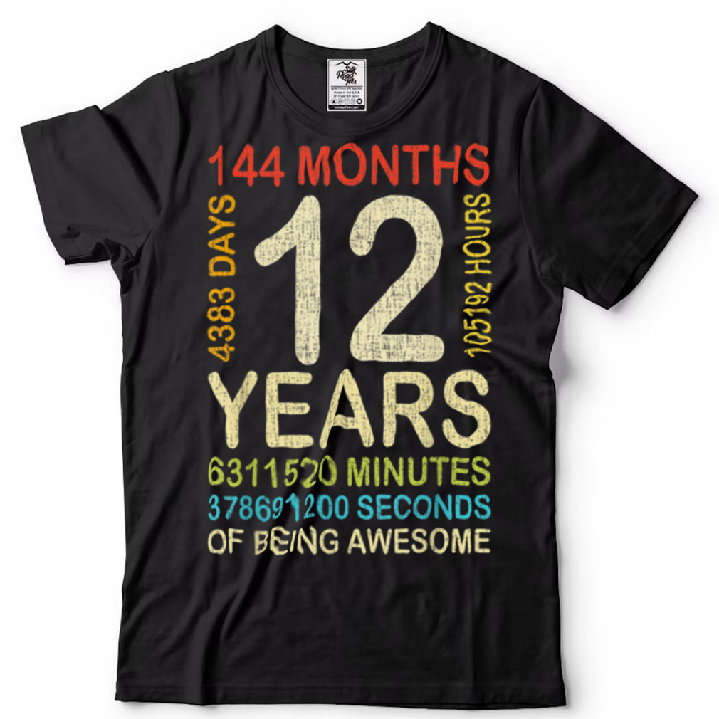 12th Birthday 12 Years Old Vintage Retro 144 Months Boy Girl T Shirt