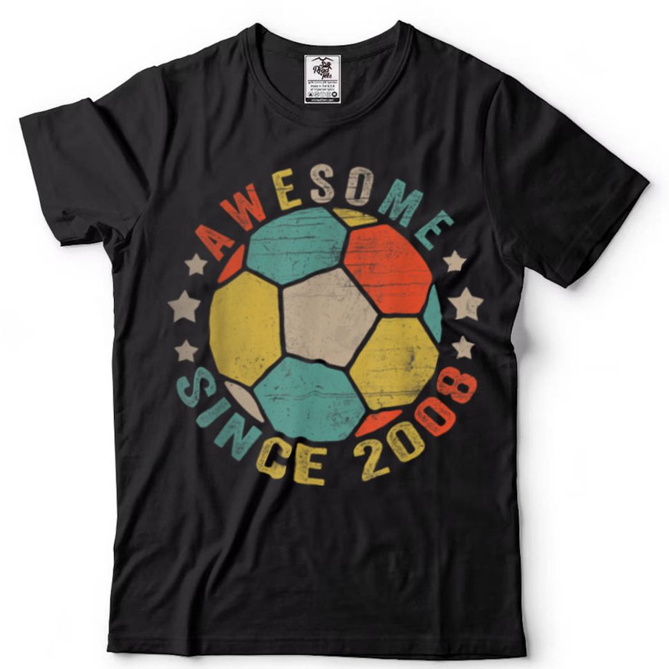 13 Years Old Gifts Awesome Since 2008 13th Birthday Soccer T Shirt
