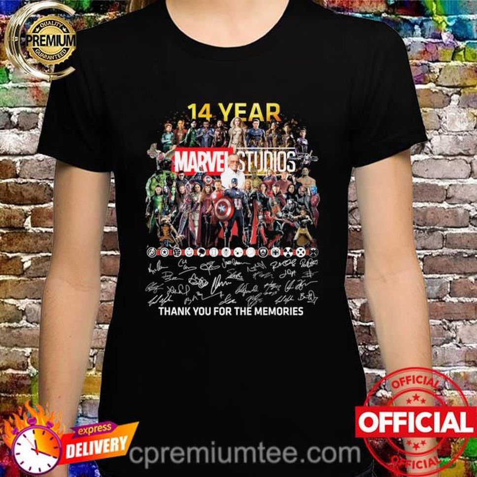 14 Years Marvel Studios Thank You For The Memories Signatures Shirt