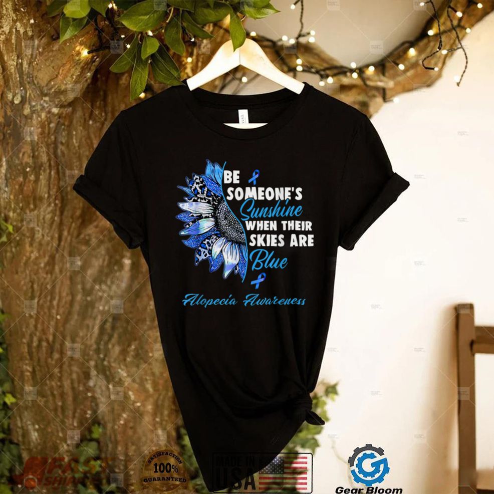 Alopecia Awareness Blue Ribbon Sunflower T Shirt