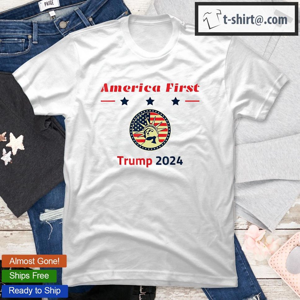 America First Save America Again Trump 2024 Retro USA Flag T Shirt