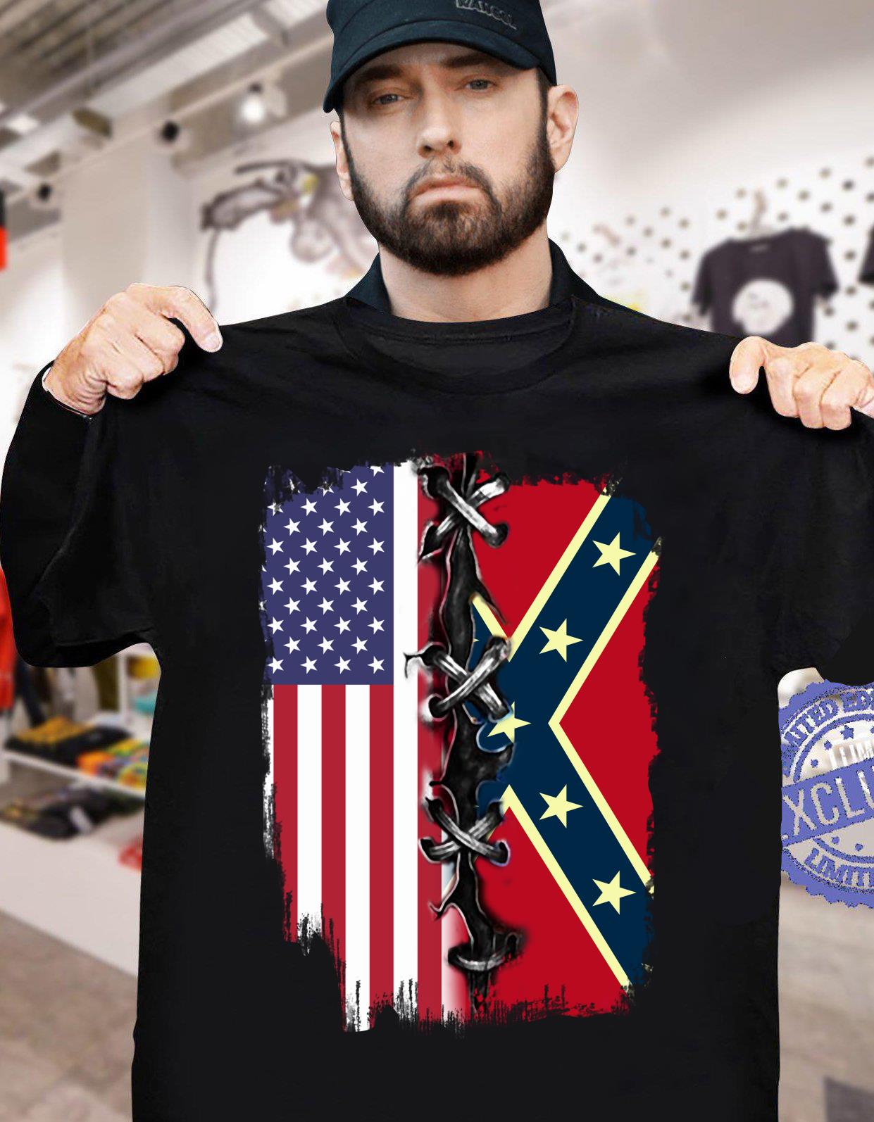 America Flag Confederate Battle Flag Shirt