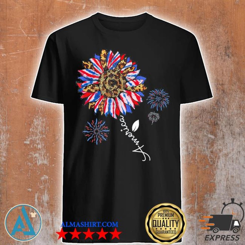 America Sunflower Flag Leopard Tie Dye Patriotic 4th Of July Shirt