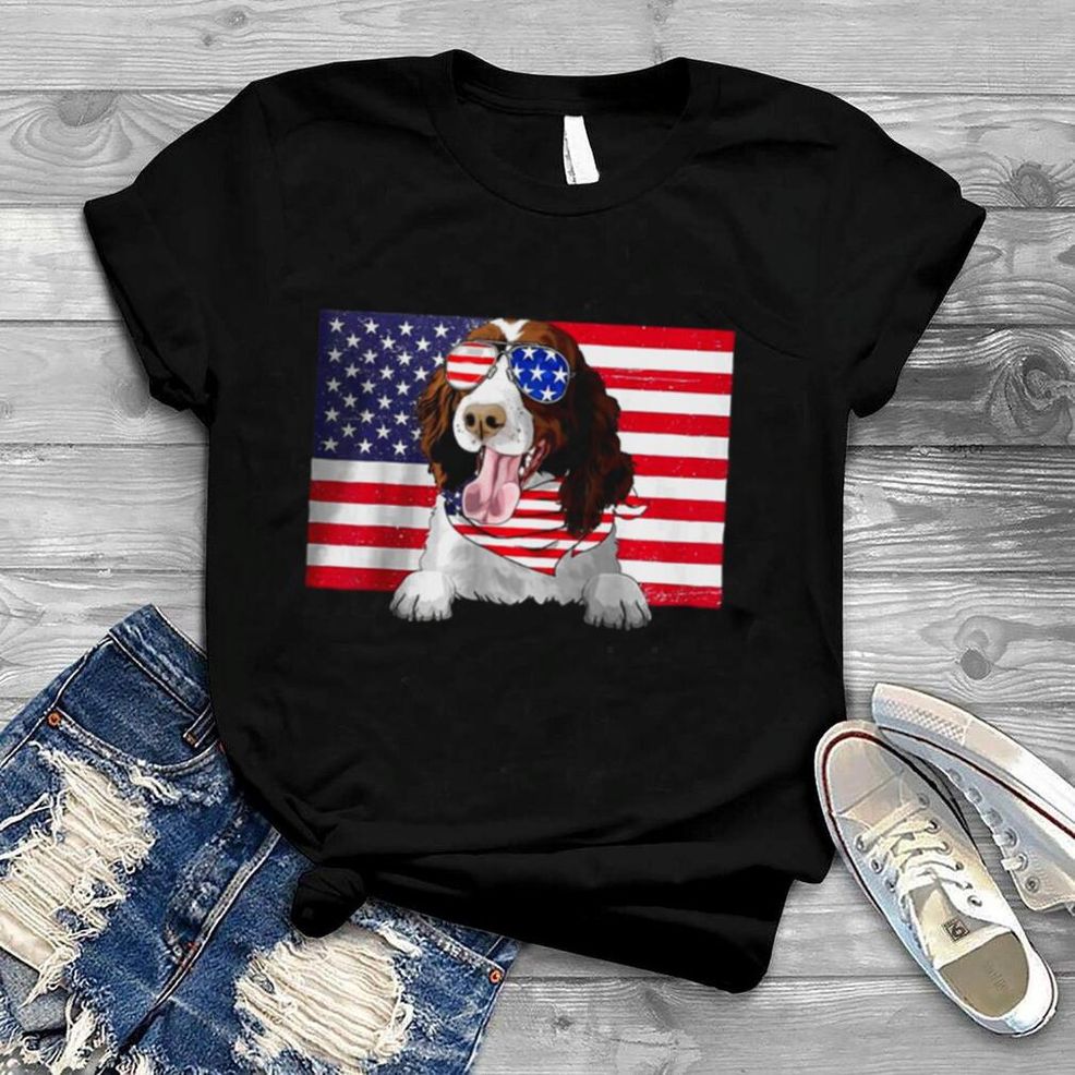 American Flag 4th Of July English Springer Spaniel Dog Lover T Shirt