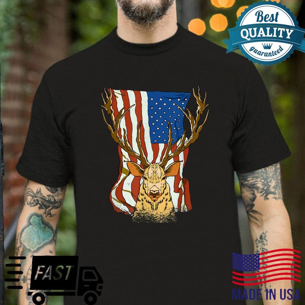 American USA Patriotic Hunter Deer Shirt