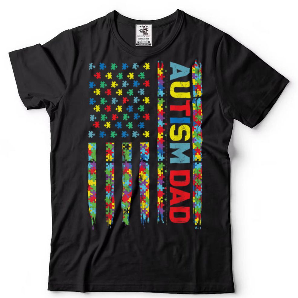Autism Dad Shirt Autism Awareness American Flag Puzzle T Shirt