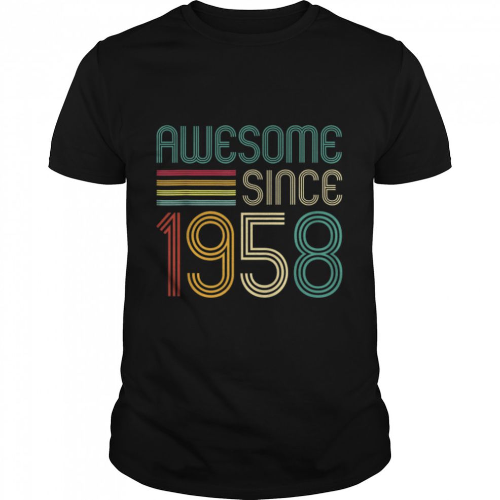 Awesome Since 1958 64th Birthday Retro T Shirt B09ZKWT265