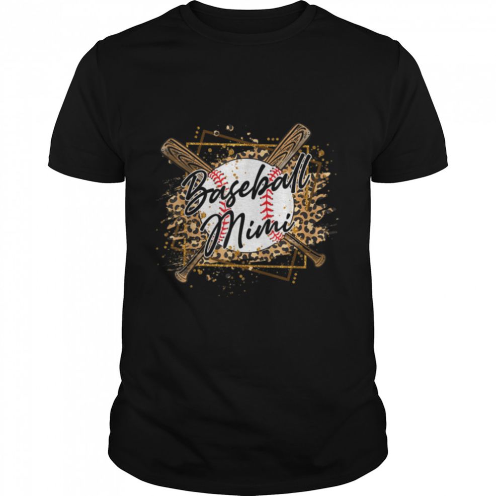 Baseball Mimi Leopard Baseball Lover Family Mothers Day T Shirt B09ZDWLLW2
