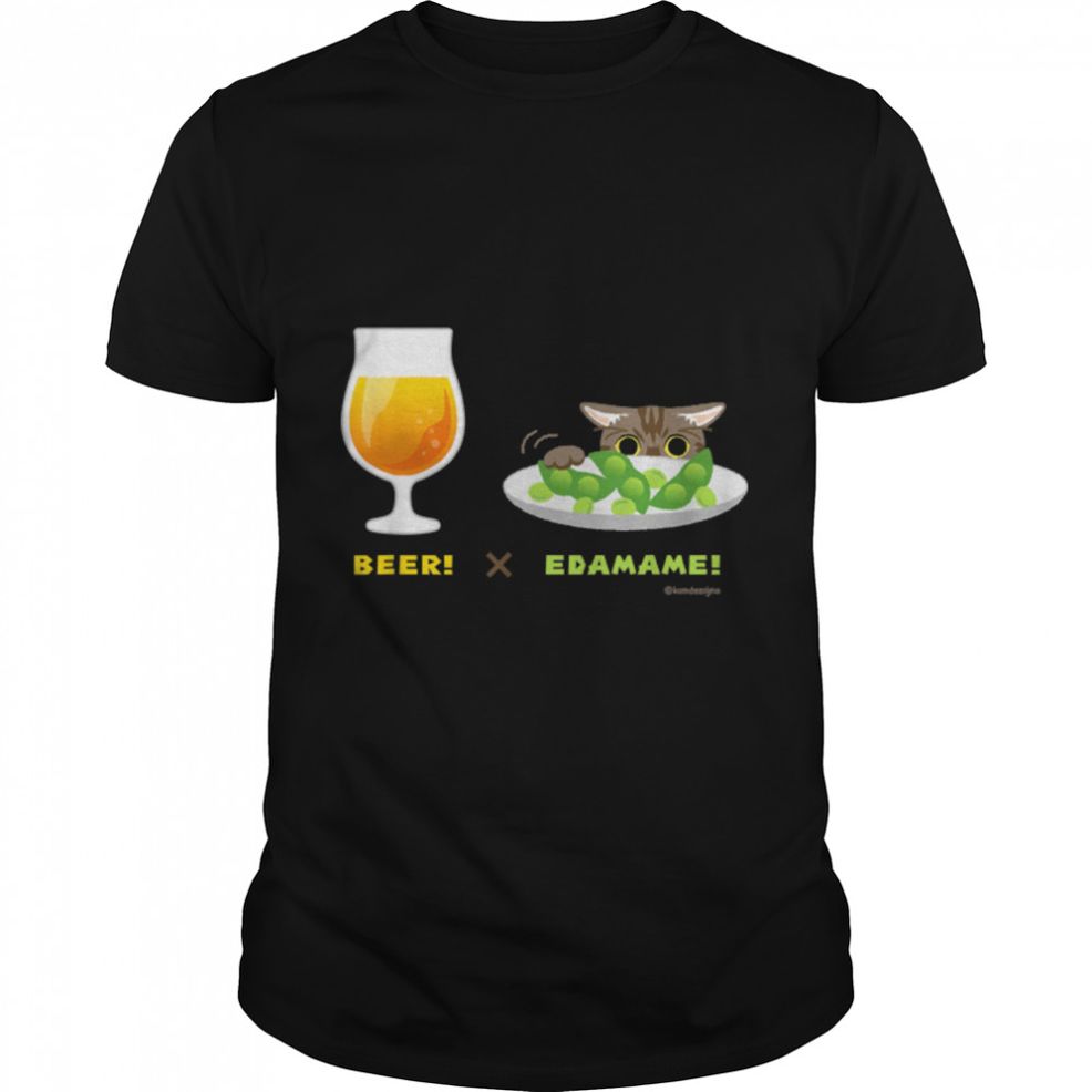 Beer & Edamame & Cat Beer Edamame Cat White T Shirt B09W95M7WX