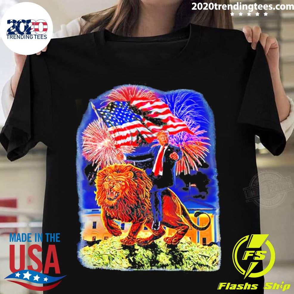 Best Republican President Donald Trump Riding War Lion T Shirt