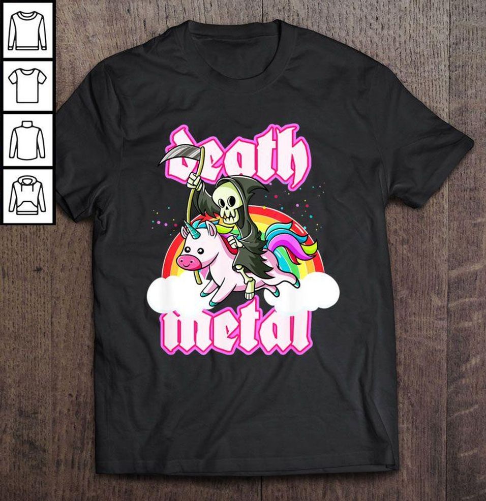 Blackcraft Grim Reaper Rides Unicorn Death Metal Shirt V Neck T Shirt