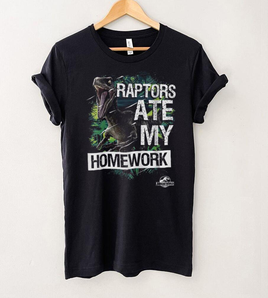 Boys Youth Raptors Ate My Homework Jurassic Park Shirt