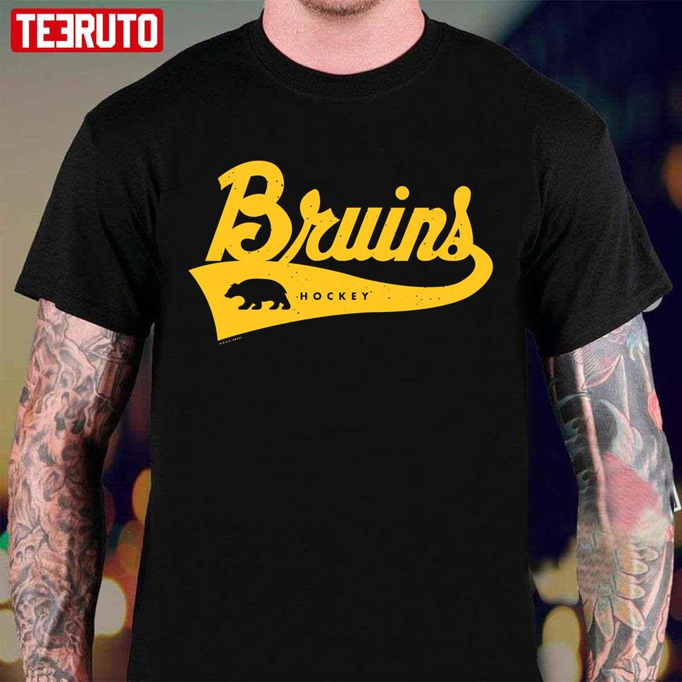 Bruins Hockey Script Yellow Unisex T Shirt